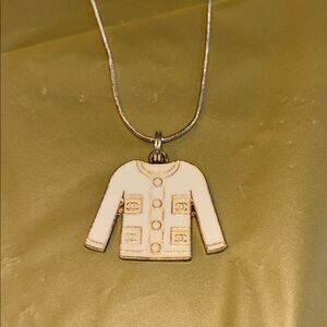 White Dressed for Success Jacket Pendant Necklace